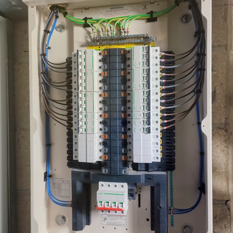 Neatly wired consumer unit installation by Luxon Electrical