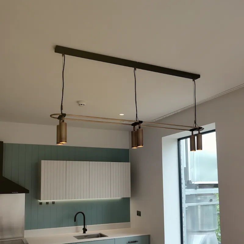 Modern feature lighting installation in a kitchen